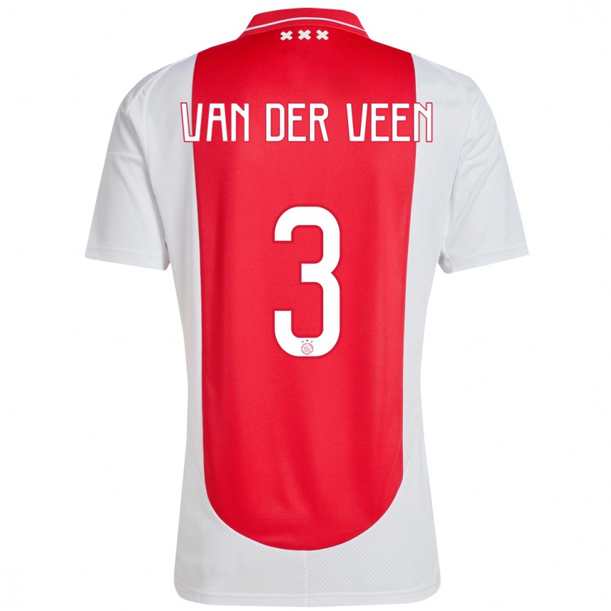 Mujer Fútbol Camiseta Roos Van Der Veen #3 Rojo Blanco 1ª Equipación 2024/25 Perú