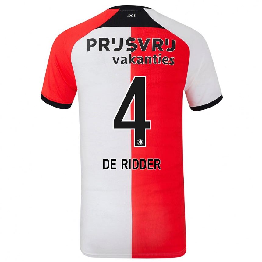 Mujer Fútbol Camiseta Robine De Ridder #4 Rojo Blanco 1ª Equipación 2024/25 Perú