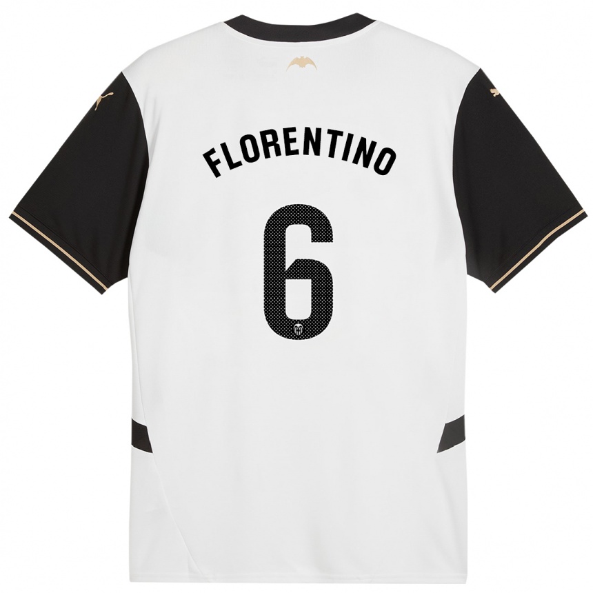 Mujer Fútbol Camiseta Claudia Florentino #6 Blanco Negro 1ª Equipación 2024/25 Perú