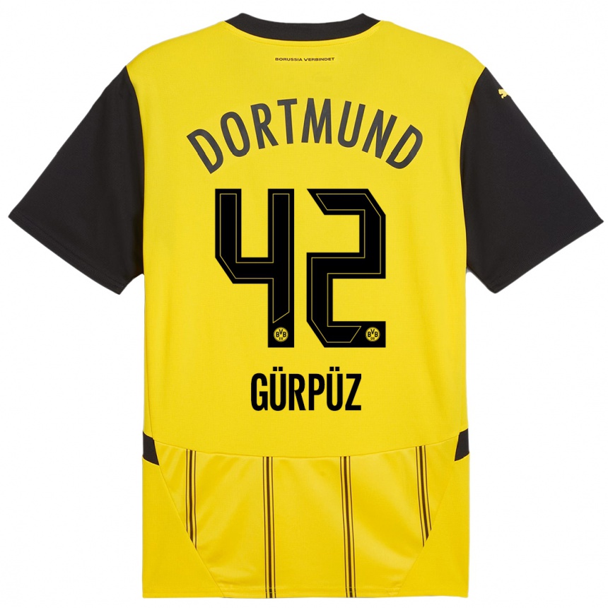 Mujer Fútbol Camiseta Goktan Gurpuz #42 Amarillo Negro 1ª Equipación 2024/25 Perú