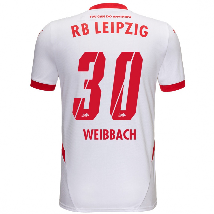 Mujer Fútbol Camiseta Noah Weißbach #30 Blanco Rojo 1ª Equipación 2024/25 Perú