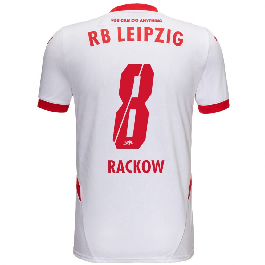 Mujer Fútbol Camiseta Gianna Rackow #8 Blanco Rojo 1ª Equipación 2024/25 Perú