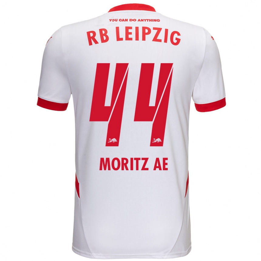 Mujer Fútbol Camiseta Moritz Aé #44 Blanco Rojo 1ª Equipación 2024/25 Perú