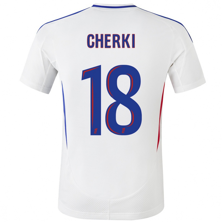 Mujer Fútbol Camiseta Rayan Cherki #18 Blanco Azul 1ª Equipación 2024/25 Perú