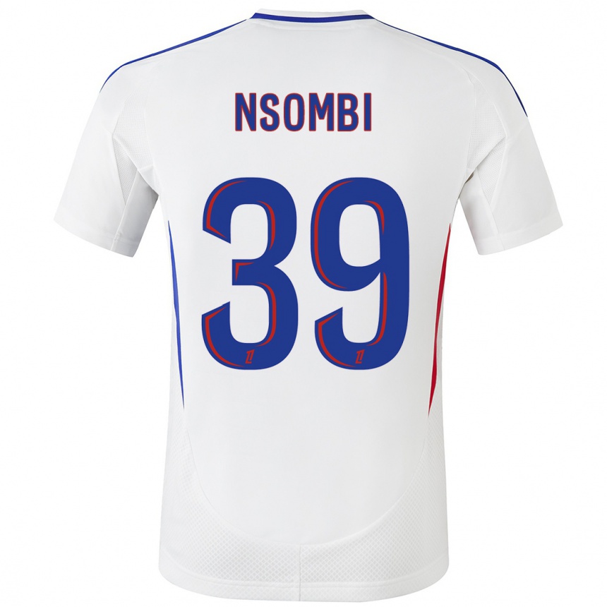 Mujer Fútbol Camiseta Gael Nsombi #39 Blanco Azul 1ª Equipación 2024/25 Perú