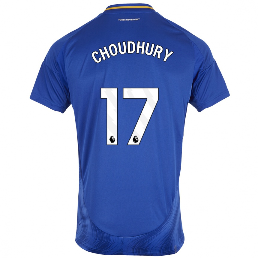 Mujer Fútbol Camiseta Hamza Choudhury #17 Azul Blanco 1ª Equipación 2024/25 Perú