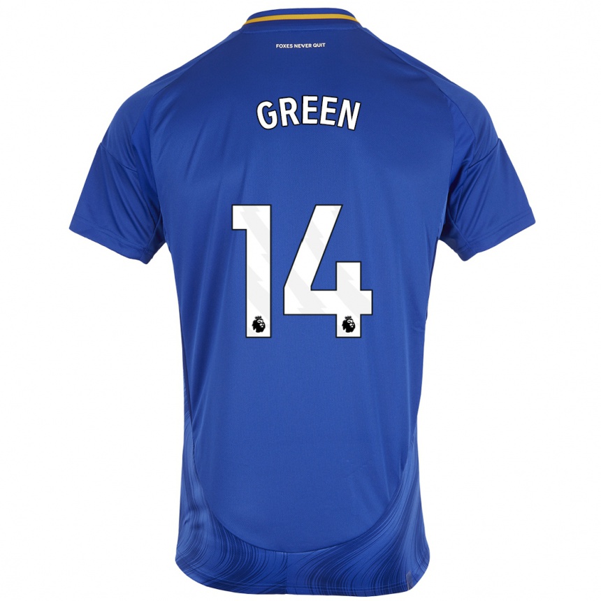 Mujer Fútbol Camiseta Josie Green #14 Azul Blanco 1ª Equipación 2024/25 Perú