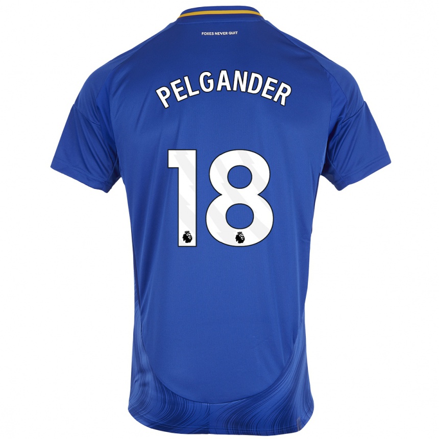 Mujer Fútbol Camiseta Emilia Pelgander #18 Azul Blanco 1ª Equipación 2024/25 Perú