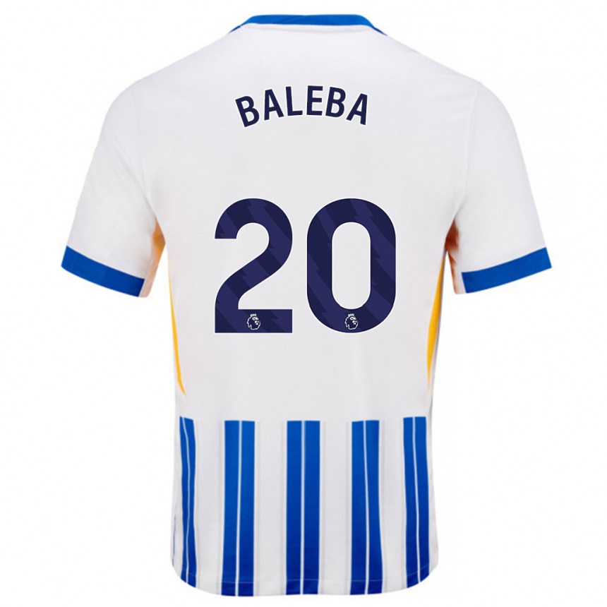 Mujer Fútbol Camiseta Carlos Baleba #20 Blanco Azul Rayas 1ª Equipación 2024/25 Perú