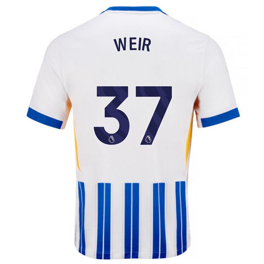 Mujer Fútbol Camiseta Jensen Weir #37 Blanco Azul Rayas 1ª Equipación 2024/25 Perú