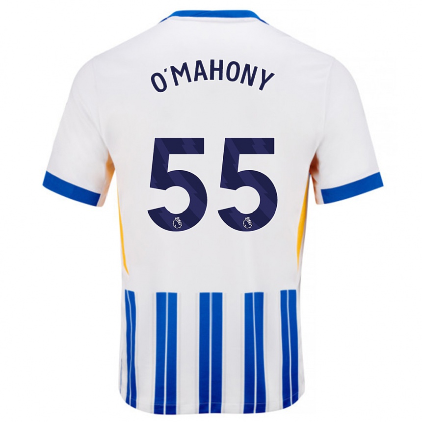 Mujer Fútbol Camiseta Mark O'mahony #55 Blanco Azul Rayas 1ª Equipación 2024/25 Perú