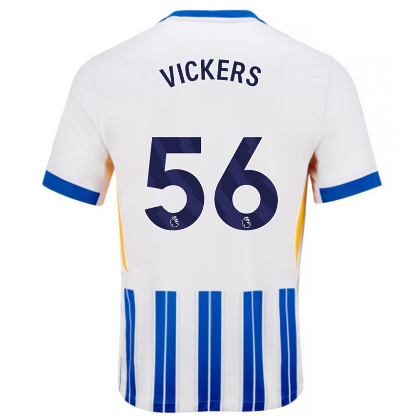 Mujer Fútbol Camiseta Caylan Vickers #56 Blanco Azul Rayas 1ª Equipación 2024/25 Perú