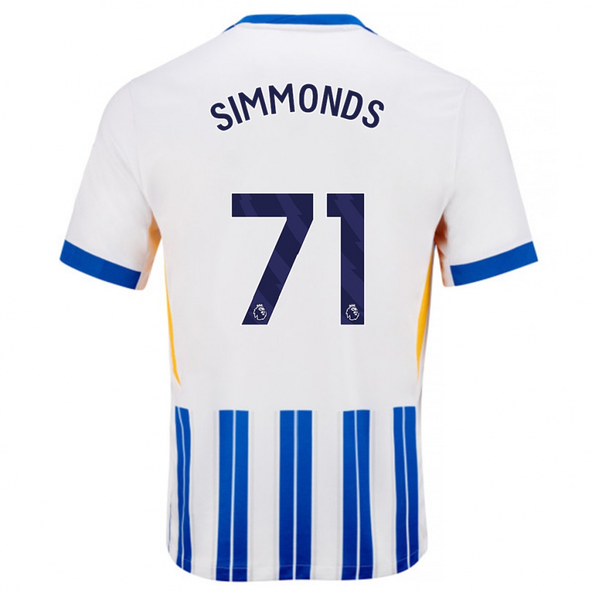 Mujer Fútbol Camiseta Freddie Simmonds #71 Blanco Azul Rayas 1ª Equipación 2024/25 Perú