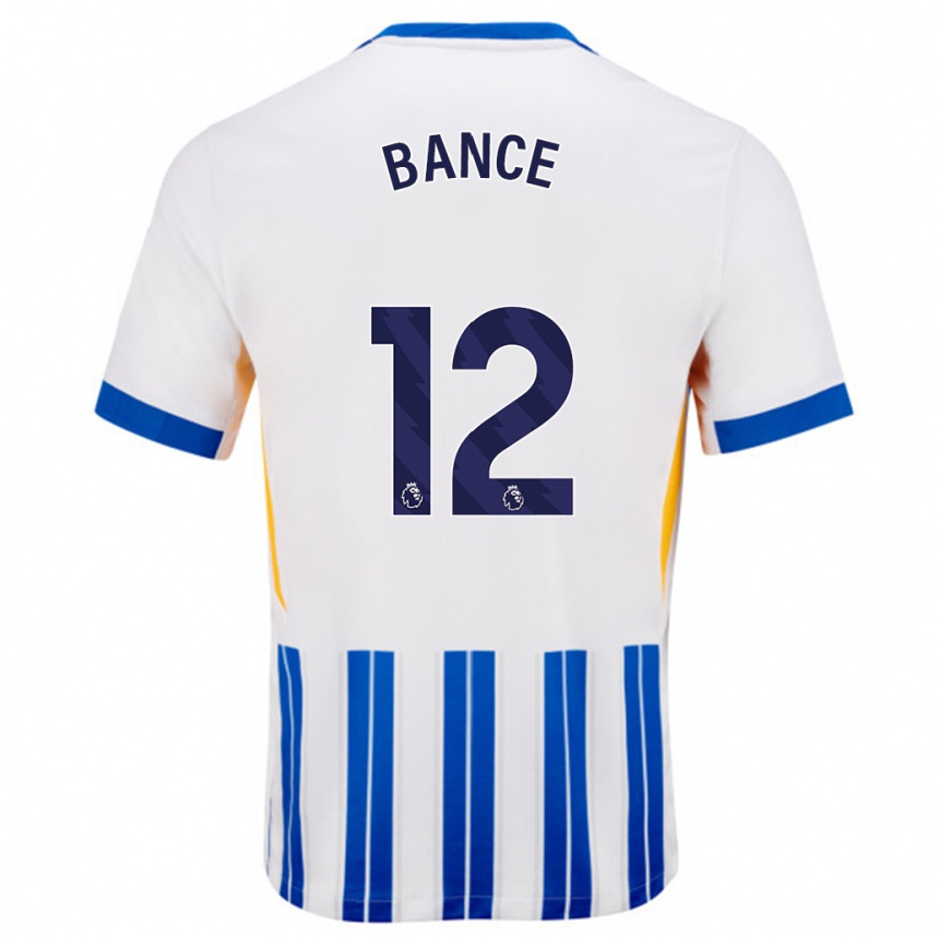 Mujer Fútbol Camiseta Libby Bance #12 Blanco Azul Rayas 1ª Equipación 2024/25 Perú