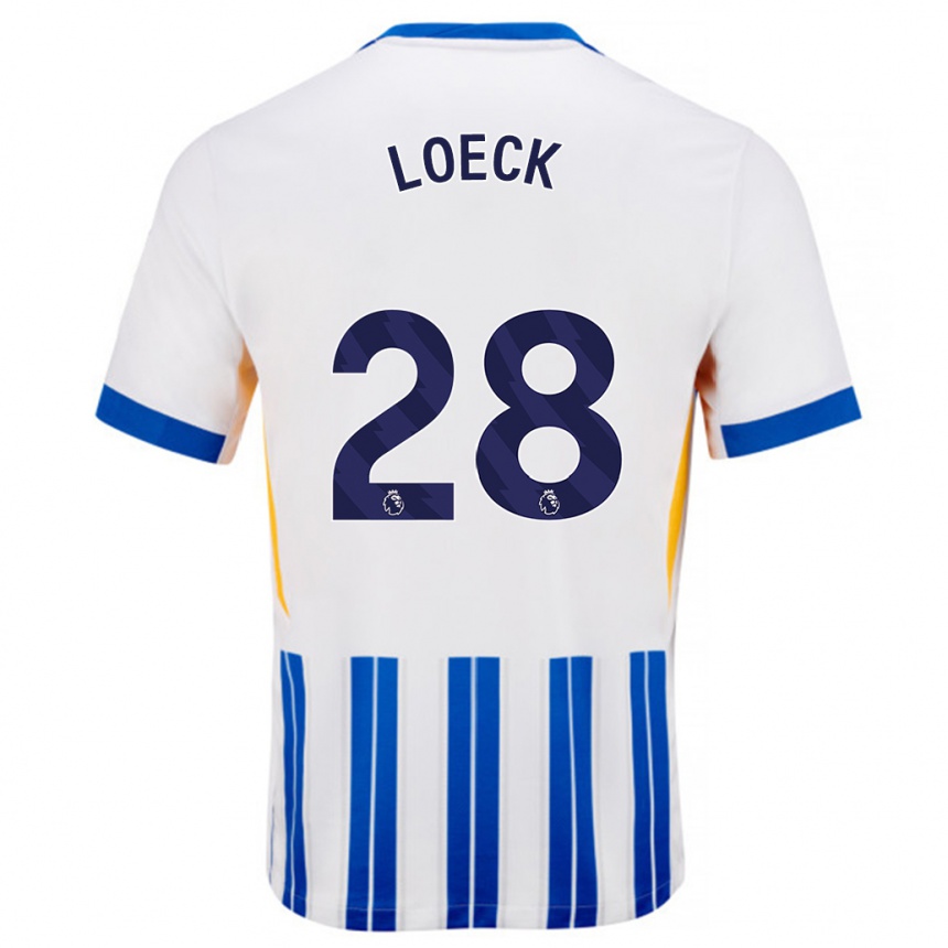 Mujer Fútbol Camiseta Melina Loeck #28 Blanco Azul Rayas 1ª Equipación 2024/25 Perú