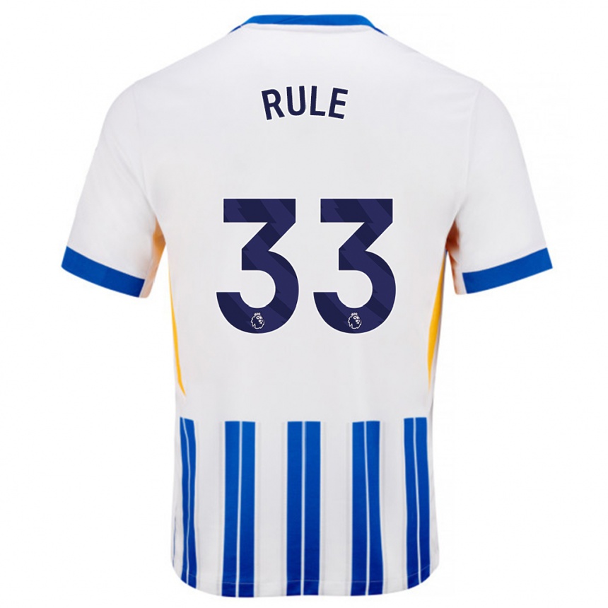 Mujer Fútbol Camiseta Charlize Jayde Rule #33 Blanco Azul Rayas 1ª Equipación 2024/25 Perú