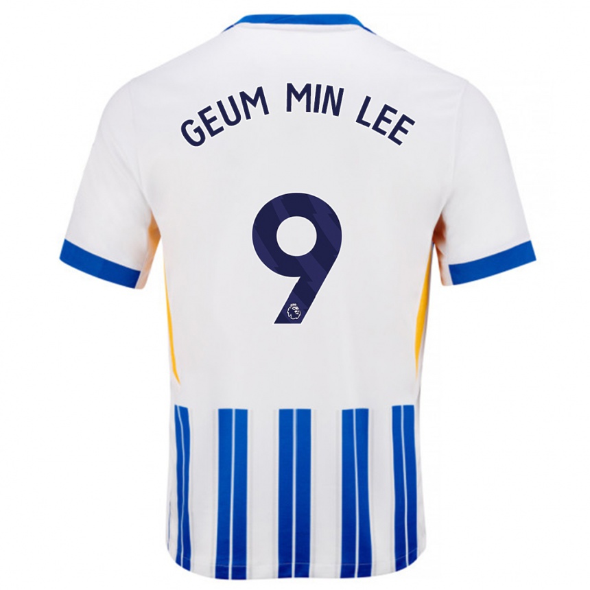 Mujer Fútbol Camiseta Lee Geum-Min #9 Blanco Azul Rayas 1ª Equipación 2024/25 Perú