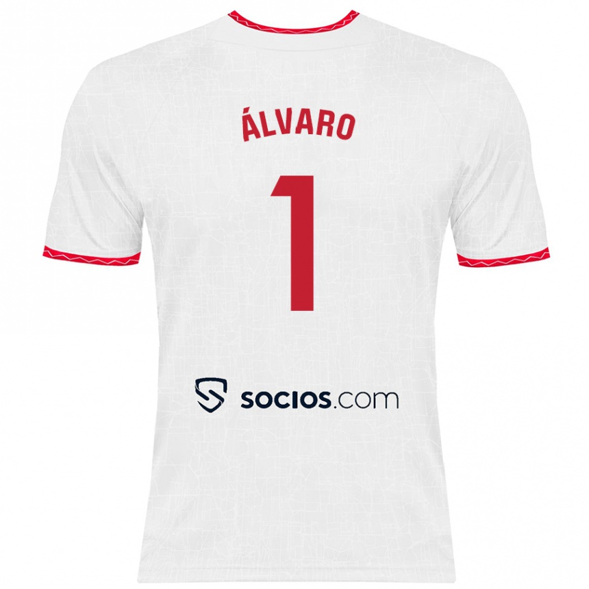 Mujer Fútbol Camiseta Álvaro Fernández #1 Blanco Rojo 1ª Equipación 2024/25 Perú