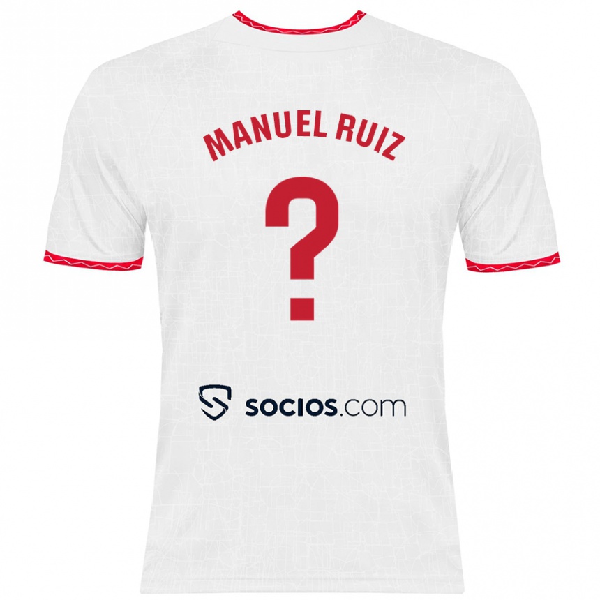 Mujer Fútbol Camiseta José Manuel Ruiz #0 Blanco Rojo 1ª Equipación 2024/25 Perú