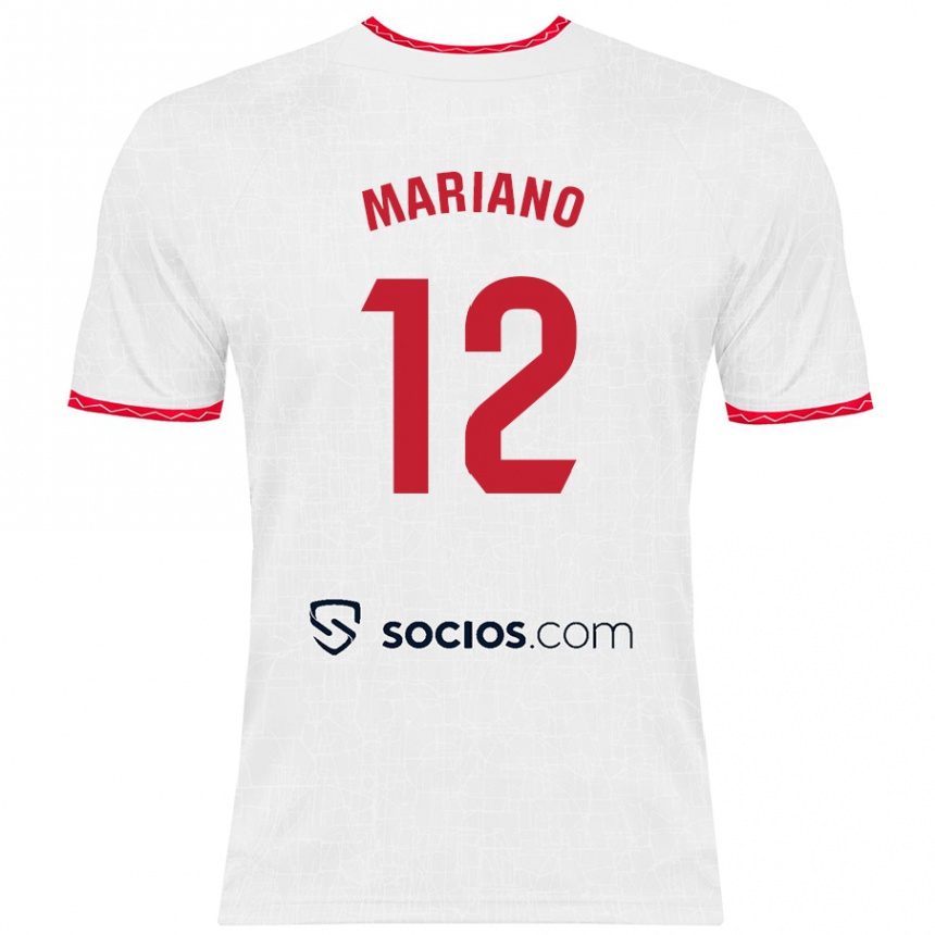 Mujer Fútbol Camiseta Mariano Diaz #12 Blanco Rojo 1ª Equipación 2024/25 Perú