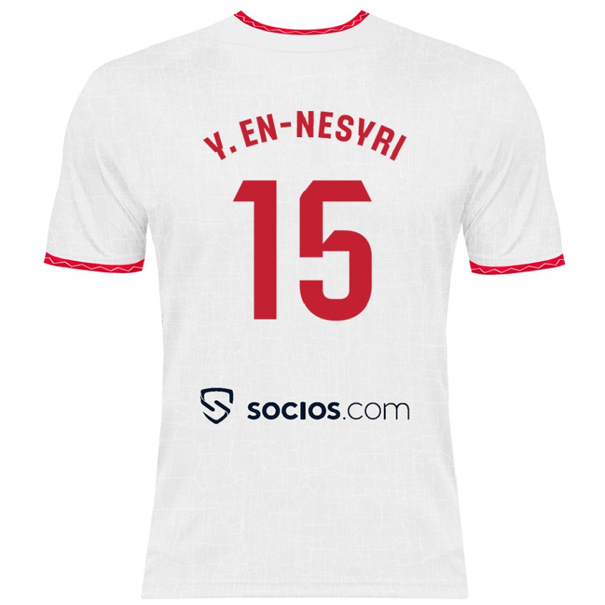 Mujer Fútbol Camiseta Youssef En-Nesyri #15 Blanco Rojo 1ª Equipación 2024/25 Perú