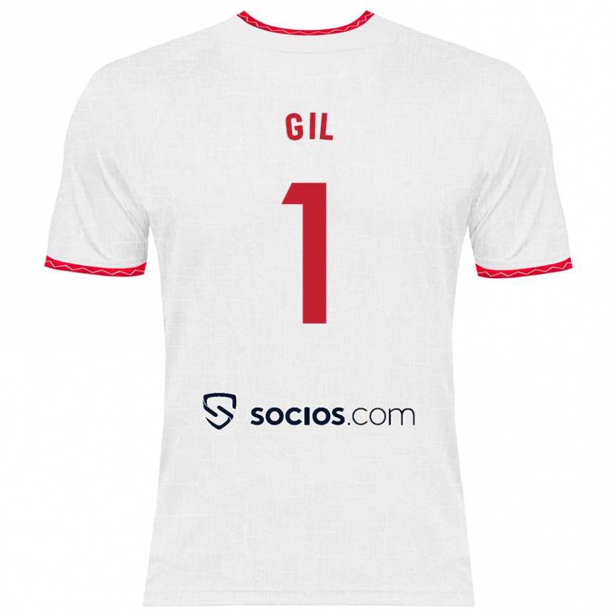 Mujer Fútbol Camiseta David Gil #1 Blanco Rojo 1ª Equipación 2024/25 Perú