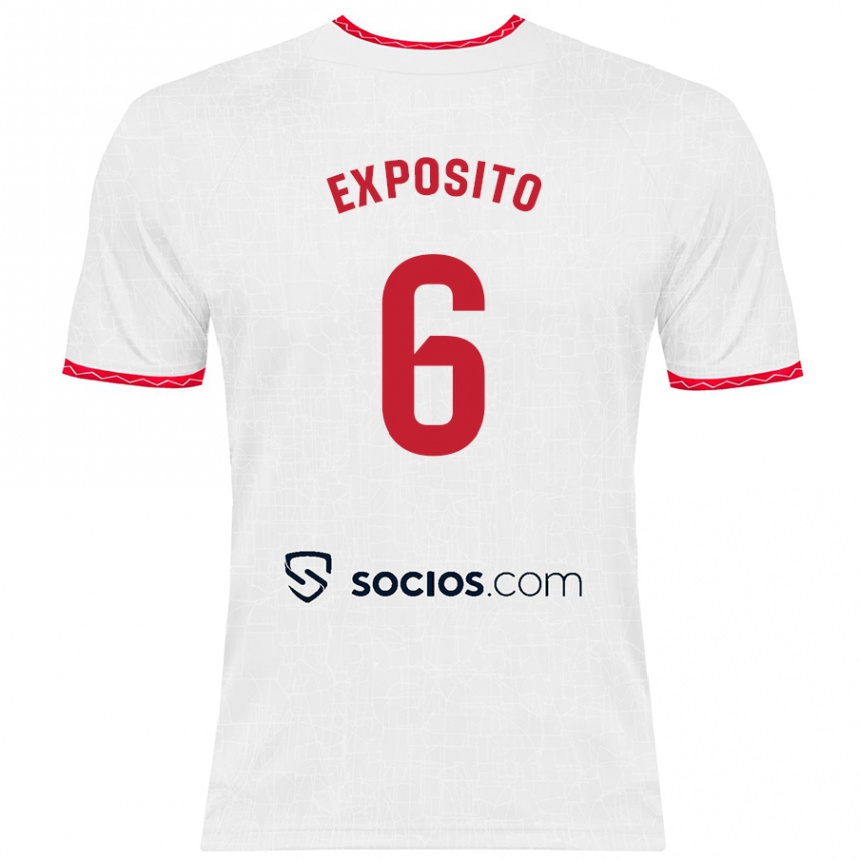 Mujer Fútbol Camiseta Marcelo Expósito #6 Blanco Rojo 1ª Equipación 2024/25 Perú