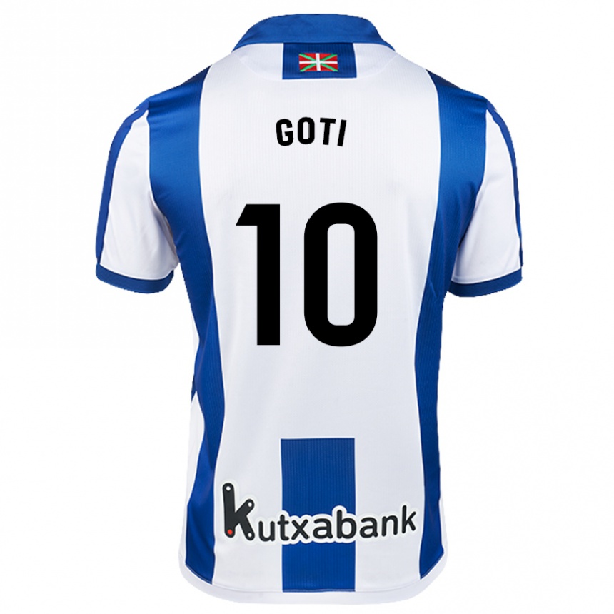 Mujer Fútbol Camiseta Mikel Goti #10 Blanco Azul 1ª Equipación 2024/25 Perú