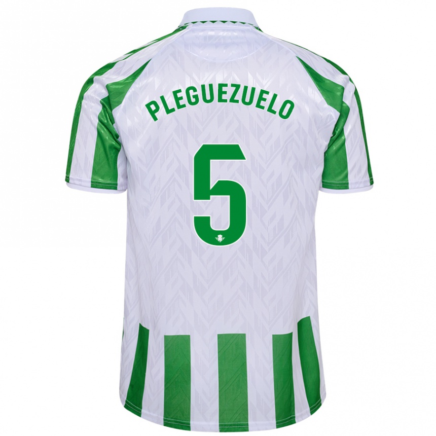 Mujer Fútbol Camiseta Xavi Pleguezuelo #5 Verde Rayas Blancas 1ª Equipación 2024/25 Perú