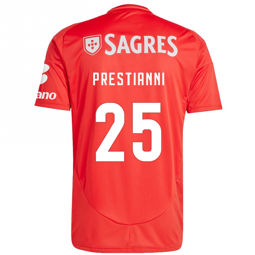 Mujer Fútbol Camiseta Gianluca Prestianni #25 Rojo Blanco 1ª Equipación 2024/25 Perú