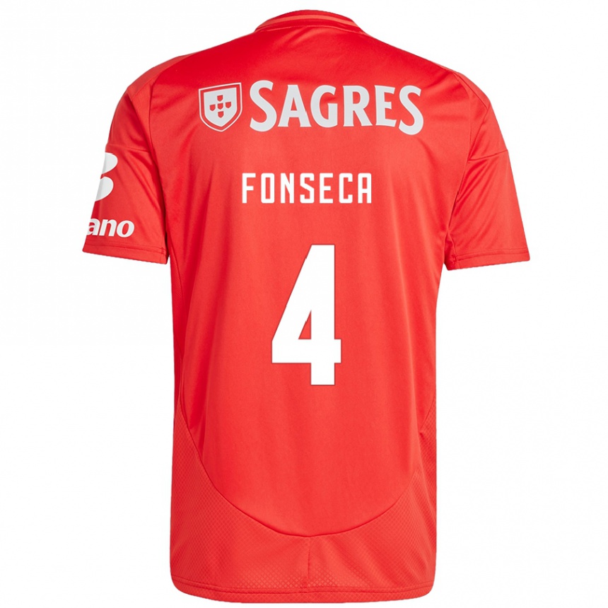 Mujer Fútbol Camiseta João Fonseca #4 Rojo Blanco 1ª Equipación 2024/25 Perú