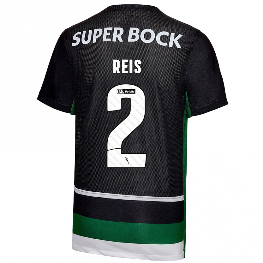 Mujer Fútbol Camiseta Matheus Reis #2 Negro Blanco Verde 1ª Equipación 2024/25 Perú