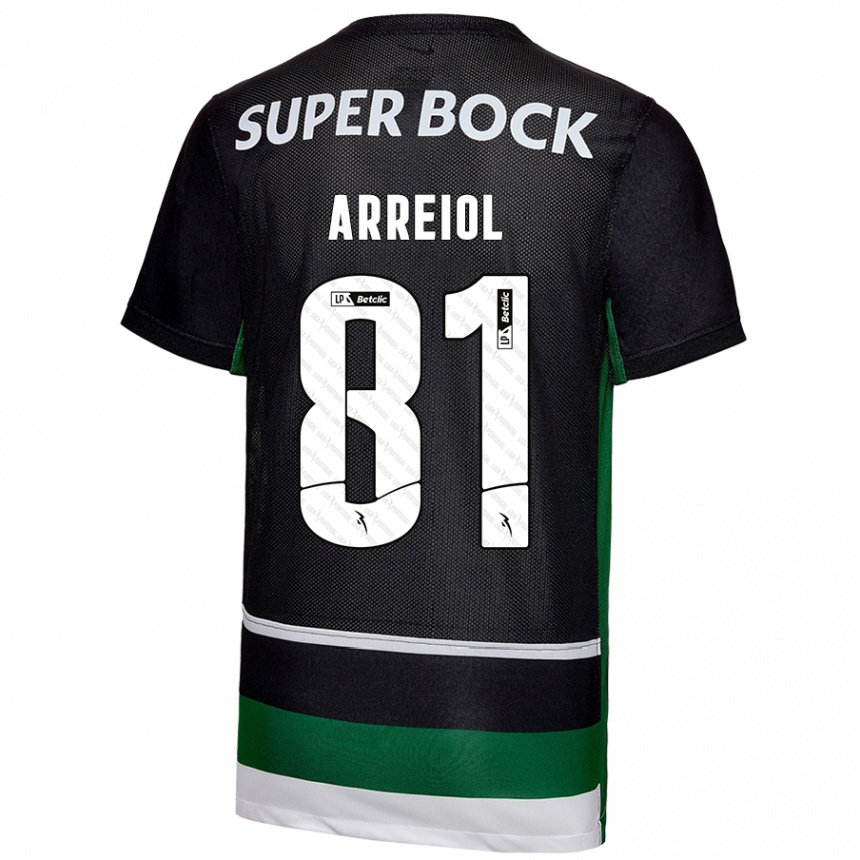 Mujer Fútbol Camiseta Henrique Arreiol #81 Negro Blanco Verde 1ª Equipación 2024/25 Perú