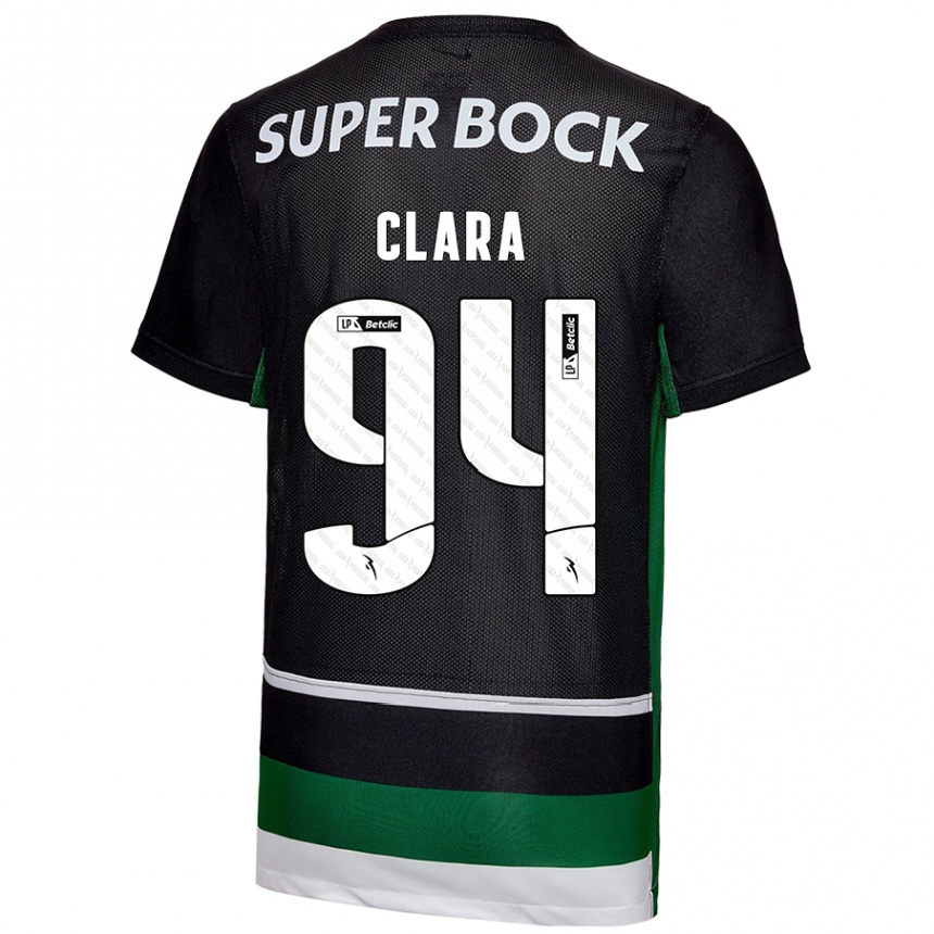 Mujer Fútbol Camiseta Diogo Clara #94 Negro Blanco Verde 1ª Equipación 2024/25 Perú