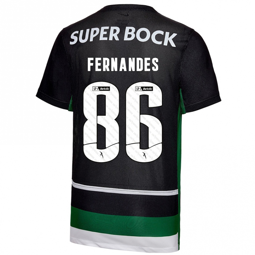 Mujer Fútbol Camiseta Emanuel Fernandes #86 Negro Blanco Verde 1ª Equipación 2024/25 Perú