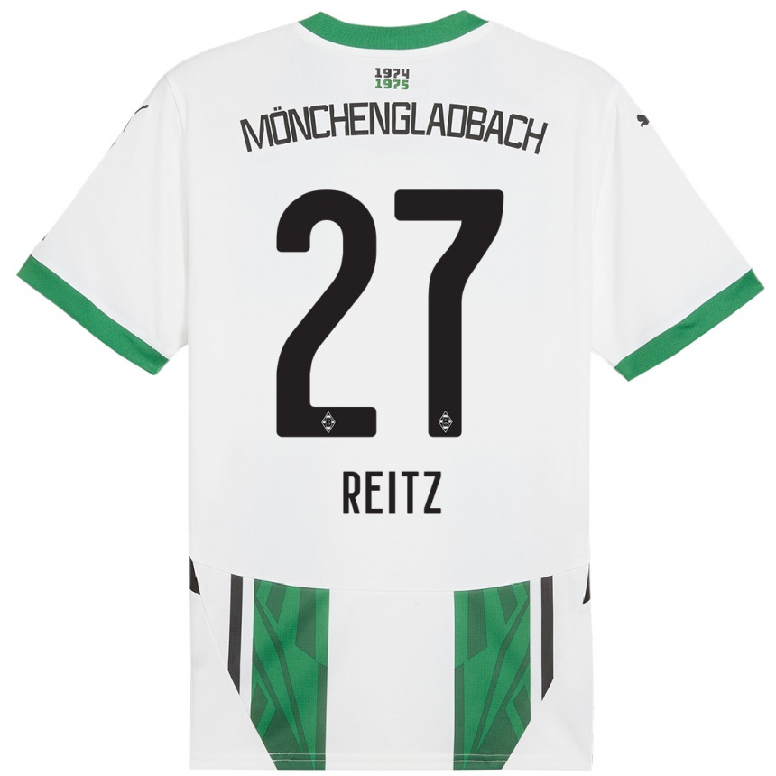 Mujer Fútbol Camiseta Rocco Reitz #27 Blanco Verde 1ª Equipación 2024/25 Perú