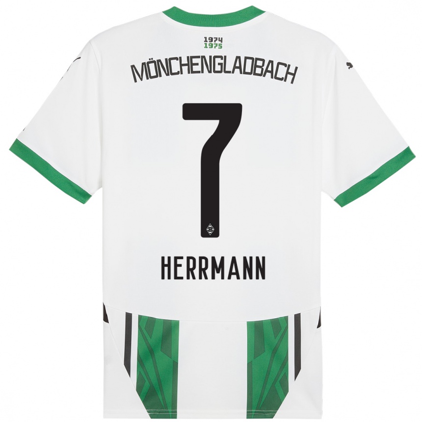 Mujer Fútbol Camiseta Patrick Herrmann #7 Blanco Verde 1ª Equipación 2024/25 Perú