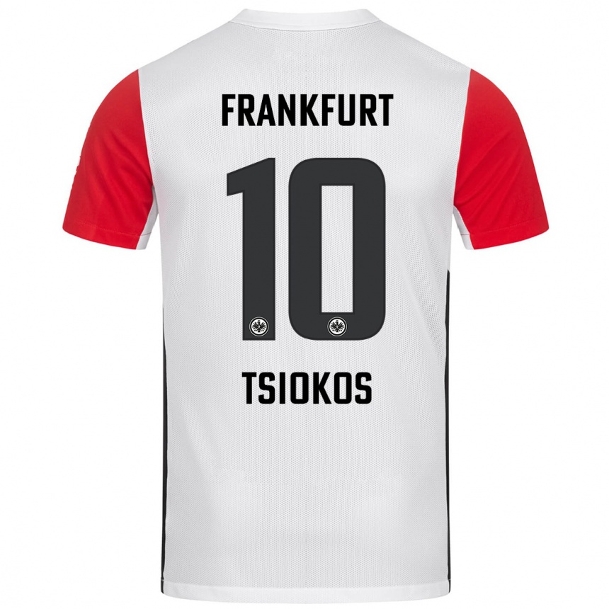 Mujer Fútbol Camiseta Leonidas Ilias Tsiokos #10 Blanco Rojo 1ª Equipación 2024/25 Perú