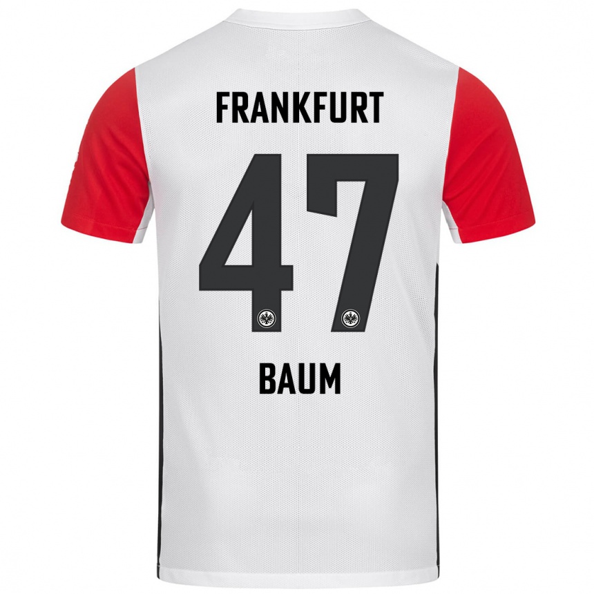 Mujer Fútbol Camiseta Elias Baum #47 Blanco Rojo 1ª Equipación 2024/25 Perú