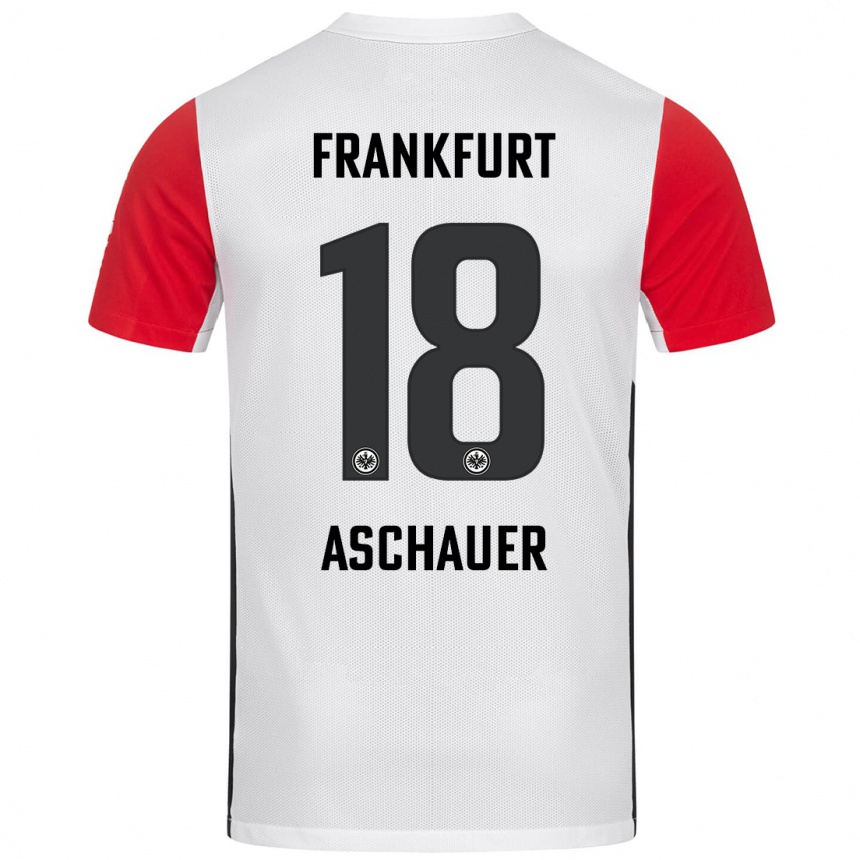 Mujer Fútbol Camiseta Verena Aschauer Hanshaw #18 Blanco Rojo 1ª Equipación 2024/25 Perú