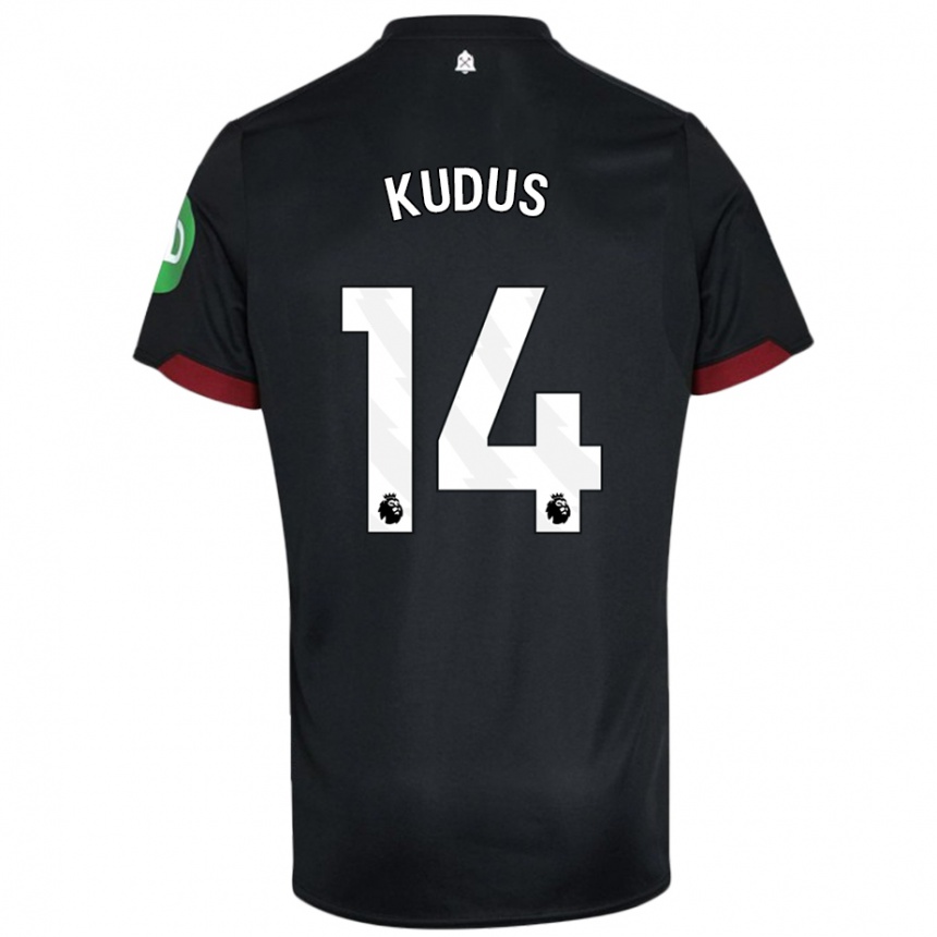 Mujer Fútbol Camiseta Mohammed Kudus #14 Negro Blanco 2ª Equipación 2024/25 Perú