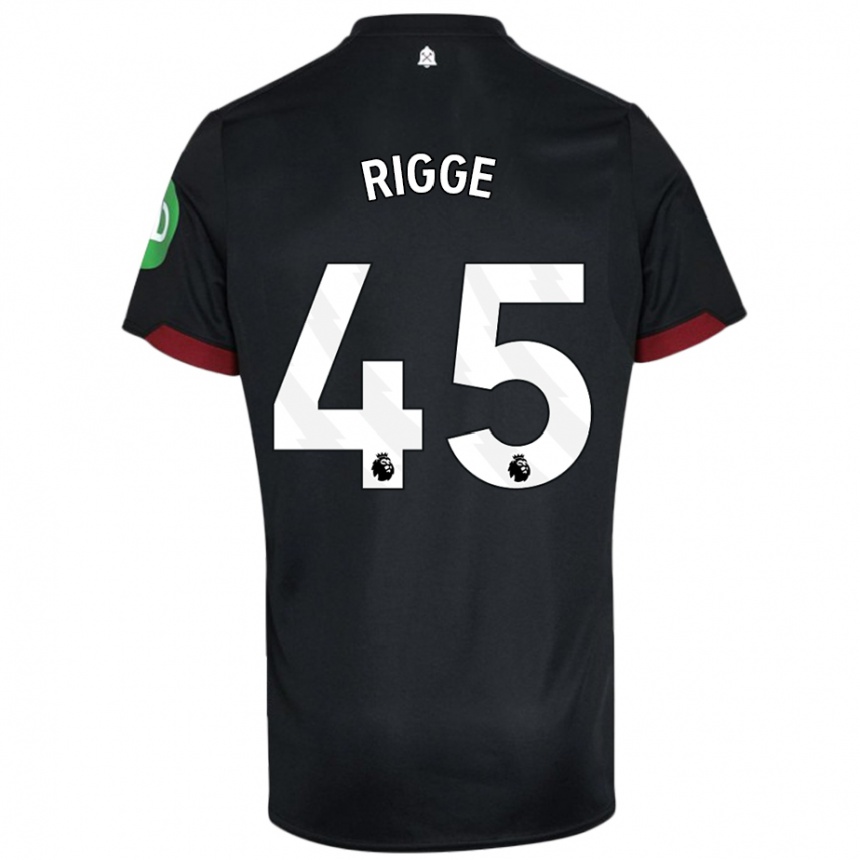 Mujer Fútbol Camiseta Daniel Rigge #45 Negro Blanco 2ª Equipación 2024/25 Perú