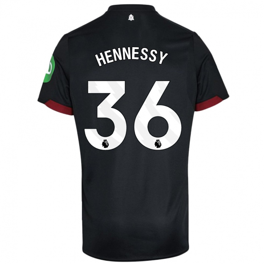 Mujer Fútbol Camiseta Alexandra Hennessy #36 Negro Blanco 2ª Equipación 2024/25 Perú