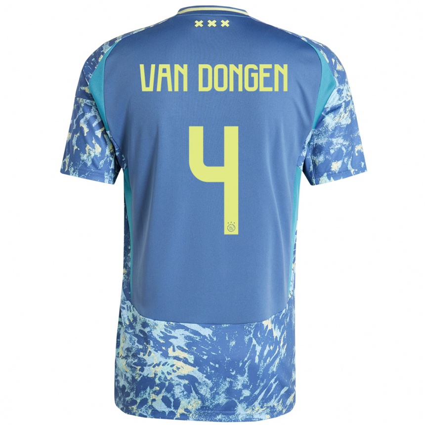 Mujer Fútbol Camiseta Bram Van Dongen #4 Gris Azul Amarillo 2ª Equipación 2024/25 Perú