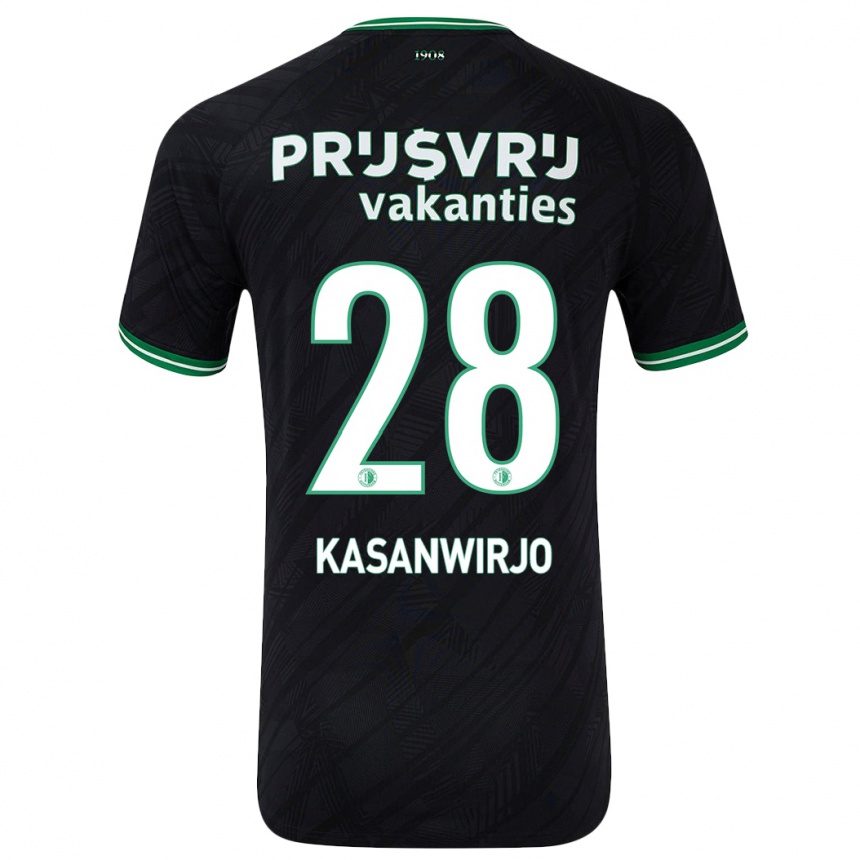 Mujer Fútbol Camiseta Neraysho Kasanwirjo #28 Negro Verde 2ª Equipación 2024/25 Perú