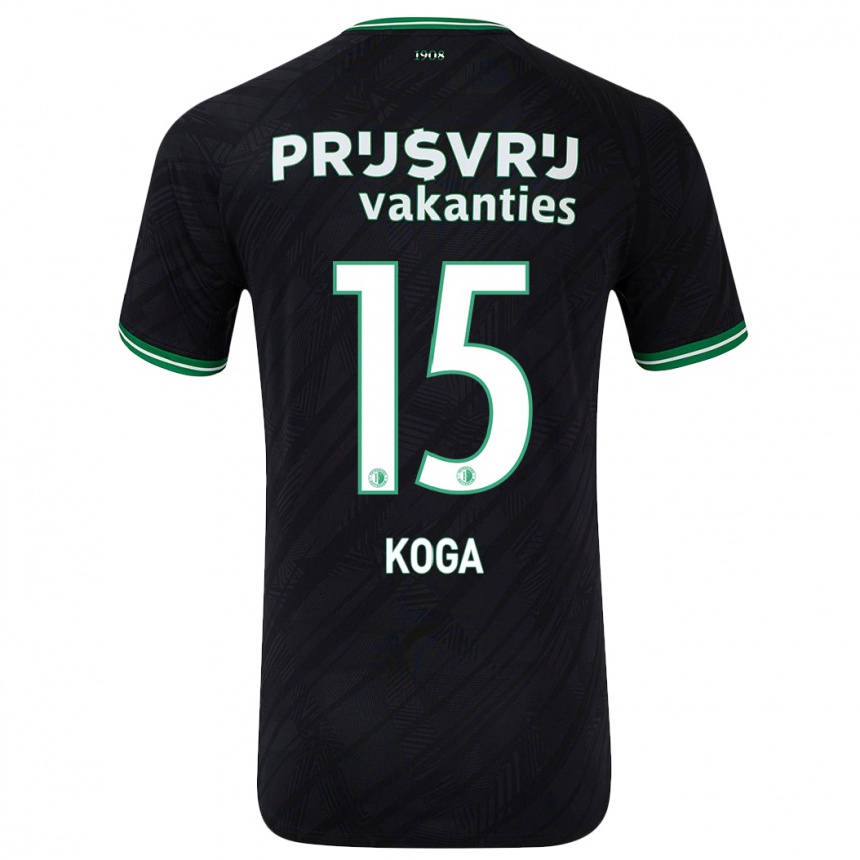 Mujer Fútbol Camiseta Tōko Koga #15 Negro Verde 2ª Equipación 2024/25 Perú