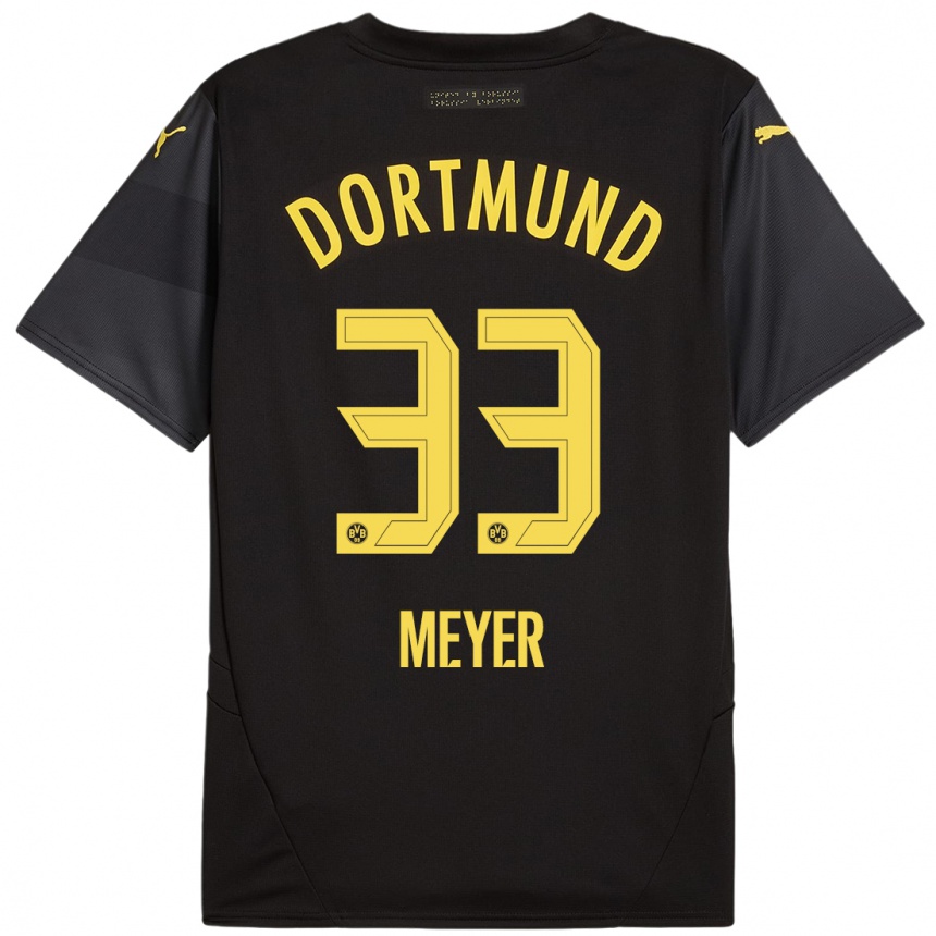 Mujer Fútbol Camiseta Alexander Meyer #33 Negro Amarillo 2ª Equipación 2024/25 Perú