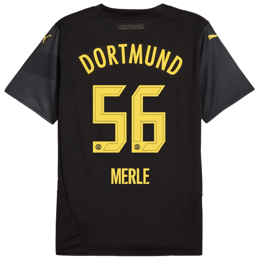 Mujer Fútbol Camiseta Albers Merle #56 Negro Amarillo 2ª Equipación 2024/25 Perú