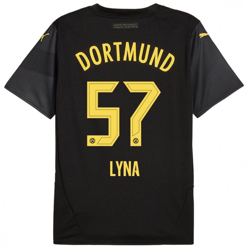 Mujer Fútbol Camiseta Schwarz Lyna #57 Negro Amarillo 2ª Equipación 2024/25 Perú