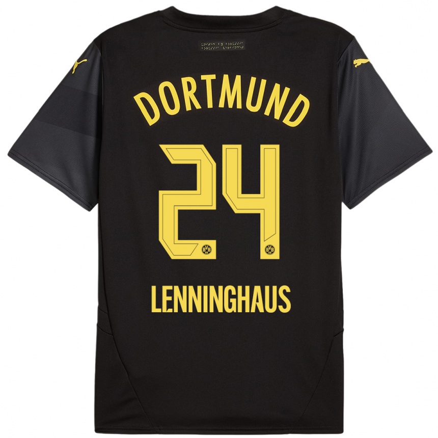 Mujer Fútbol Camiseta Mika Lenninghaus #24 Negro Amarillo 2ª Equipación 2024/25 Perú